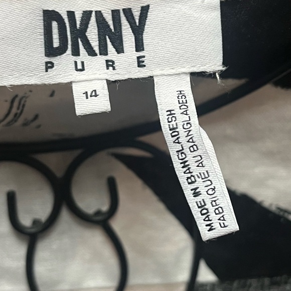 DKNY PURE Linen Printed Cap Sleeve Dress Sz 14 Swing Black & White - Picture 7 of 8